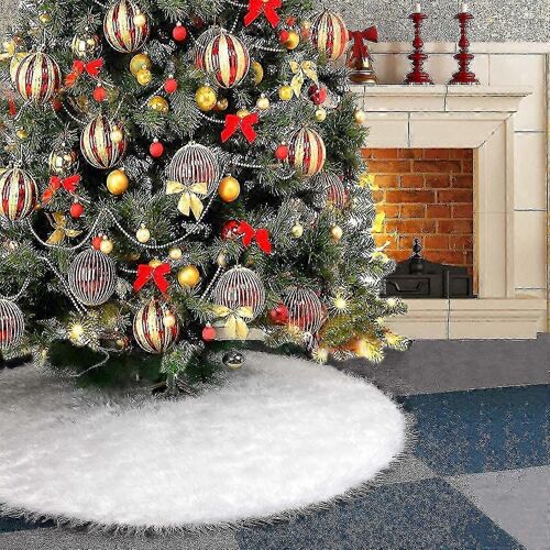 Jupes de sapin de Noël, décorations de jupe de sapin blanches, jupe en fausse fourrure