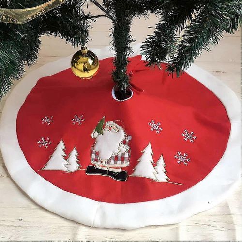 Jupe De Sapin En Velours Avec Motif Père Noël Pour Décorations De Noël
