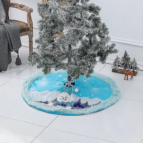 Jupe de sapin en peluche, tablier lumineux bleu, décorations de Noël pour la maison, jupe de sapin bonhomme de neige
