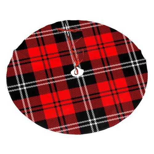 Jupe de sapin de Noël écossaise à motif tartan rouge, douce et amusante, style ferme, 76 cm (30 pouces)