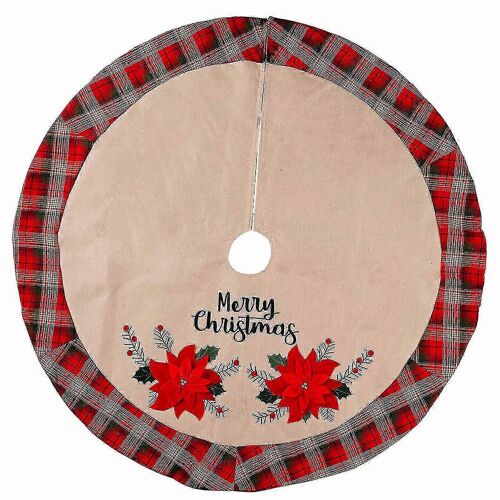 Jupe de sapin de Noël en tissu écossais de 106 cm, ornement de bas de sapin