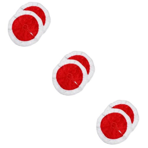 Lot de 6 jupes de sapin de Noël rouges en tissu avec base en fourrure, pour décoration de table et mini sapins.