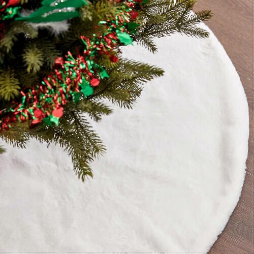Jupe de sapin de Noël blanche 90 cm, tapis de sapin en fausse fourrure effet neige, décorations festives, articles de décoration pour les fêtes de Noël