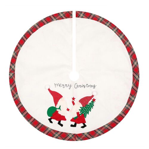 Jupe de sapin de Noël de 119 cm (47 pouces) en toile de jute à carreaux Buffalo, décorations pour les fêtes de fin d'année, ornement pour sapin de Noël