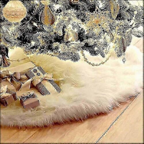 Jupe de sapin de Noël blanche en peluche, 90 cm (35 pouces), pour décorations de Noël