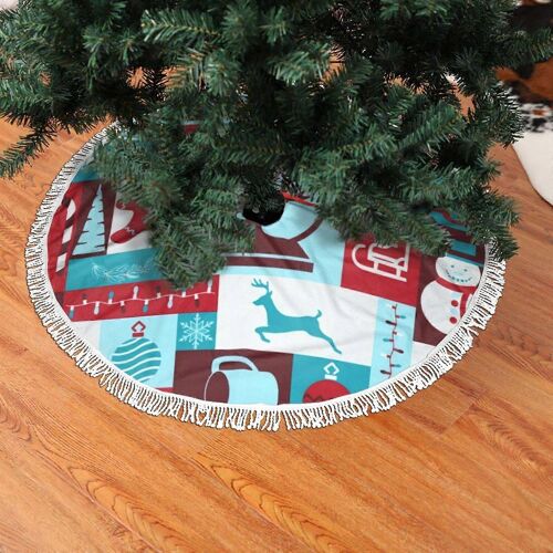 Jupe de sapin de Noël en dentelle à franges, motif collage de Noël, douce, légère et agréable au toucher, 76 cm