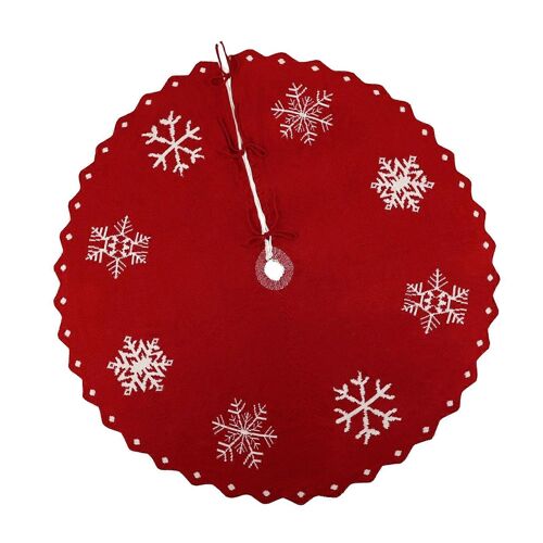 Jupe de sapin en polyester rouge, infroissable, idéale pour Noël, les anniversaires, les mariages et la décoration intérieure.