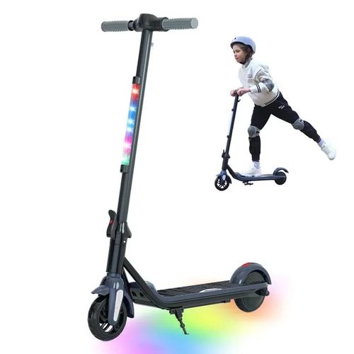 Yee Run-Trottinette Electrique Enfants Pliable-Moteur 150w-Led Multicolores-Autonomie 5-8km-Vitesse Max 12km/H - Gris