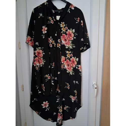 Robe Neuve Taille 50-52 Noire Motif Floral