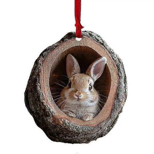 Animal mignon Lapin Arbre de Noël Suspendus Ornement 2D de Noël Décoration