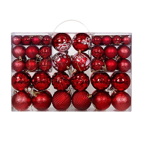 Boule de noël Ornements, 100Pcs/Boîte Plaqué en Plastique Paillettes Boules Suspendues pour les Fêtes de Décor, Rouge