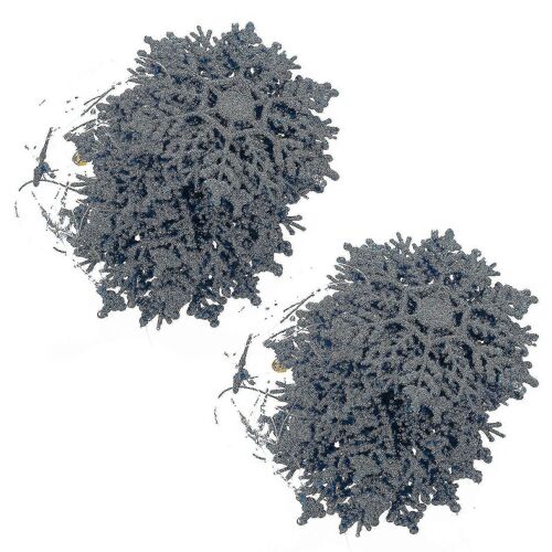 24 Pcs Paillettes De Flocon De Neige De Noël, Ornements D'Arbre De Noël De La Pendaison De Décoration Bleu