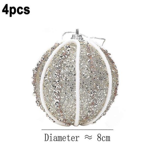 4 Pièces De 3,15 Pouces Boule De Noël À Paillettes Mousse Ornements De Noël Arbre De Noël Décorations De
