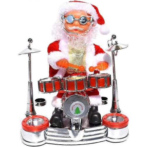 2025 Adapté Poupée Jouet Chant De La Danse Du Père Noël Pour Jouer Le Tambour Jouet À Piles Musicale Déplacement De La Figure De Vacances Approvisionnements De Partie De La Décoration De Table Ki