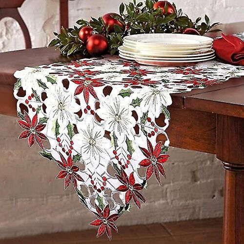 Noël Brodé Table Runner, Le Luxe De La Table Runner Pour Les Décorations De Noël, 15 X 70