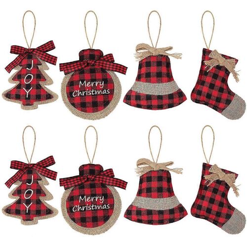 Noël Et Le Nouvel An Thème: Rustique Des Décorations De Noël, Ferme Décor, Buffalo Plaid Cadre Photo Ornement, La Pendaison De Pendentif, De Créer Joyeuse