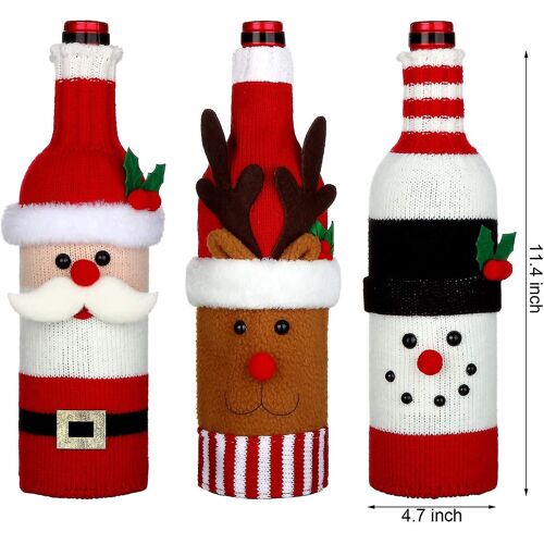 6 Pièces De Noël Chandail Bouteille De Vin De Couverture, Fait Main, Des Bouteilles De Vin De Chandail Pour Les Décorations De Noël