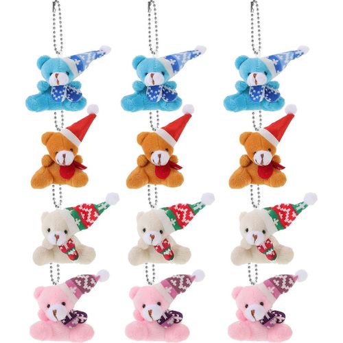 Sac à dos Pendentif Ours en Peluche Suspendus Décoration de Noël de 5,5 Cm de l'Artisanat Matériel 12Pcs