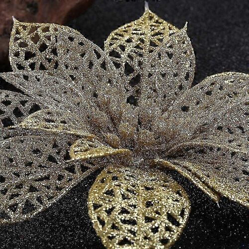 24 D'or De Noël Poinsettia Flash Bijoux, Décoration D'arbre De Noël, Noël, Fleurs, Fête De Noël, Décoration De Noël, Arbre De Noël Decorat