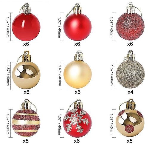 4CM Incassable de boules de Noël 50PCS pour les Décorations de l'Arbre des Engagements et des Parties