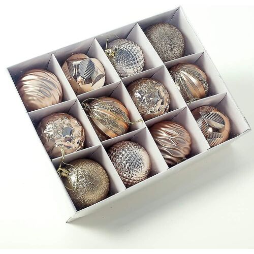 12pcs Boules de Noël Ornements Décorations d'Arbre de Noël d'Or