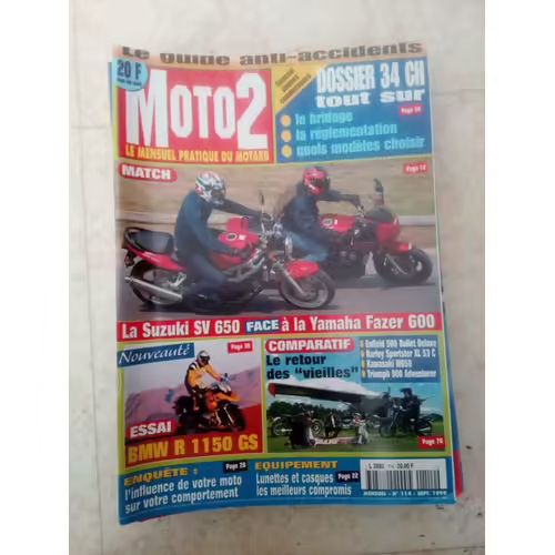 Moto 2 114 De 1999 Suzuki Sv650,Yamaha Fzs600 Fazer,Bmw R1150gs,Kawasaki Vn1500,W650,Aprilia 250 Leonardo,Moto Guzzi 1100 California Jackalkymco 125 Spacer,Harley Xl53c Custom,Enfield 500 Bullet Delux