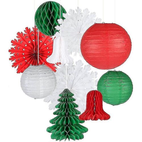Ensemble De 10 Flocon de neige en Papier Fans Jingle Bell Arbre de Noël en Nid d'abeille de la Pendaison Décorations (d-583-a)