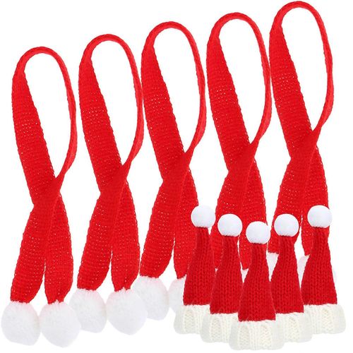 Noël Mini-Chapeaux En Tricot Chapeau Echarpe Ensemble Pour Le Décor 25sets Rouge De Noël
