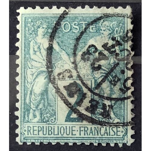 Sage 2c Vert (Type I = N Sous B) (Très Joli N° 62) Obl - France Année 1876 - Brn83 - N34214