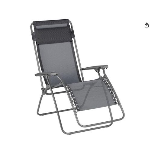 Lafuma Mobilier - Fauteuil Relax Zéro Gravité Rt 2 - Chaise Longue Pliante Terrasse Et Jardin - Toile Batyline Résistante - Transat Multiposition, Tout Confort, Fabriqué En France - Gris Fonte