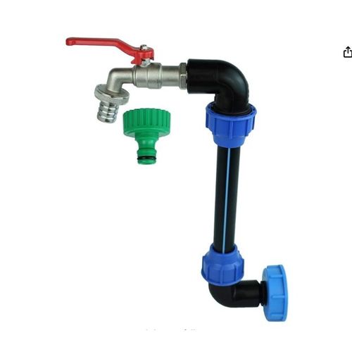 Robinet à col de cygne IBC 3/4 pouce pour réservoir d'eau de pluie, récupérateur d'eau de pluie, réservoir IBC, robinet S60 x 6, vanne d'arrêt, adaptateur IBC 3/4 pouce pour un remplissage facile