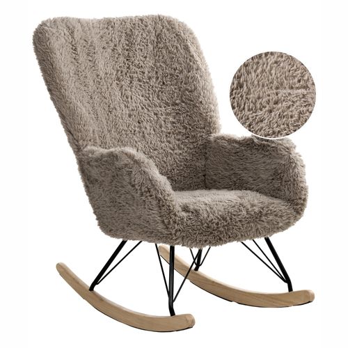 Fauteuil à bascule AKRA Fourrure synthétique Taupe