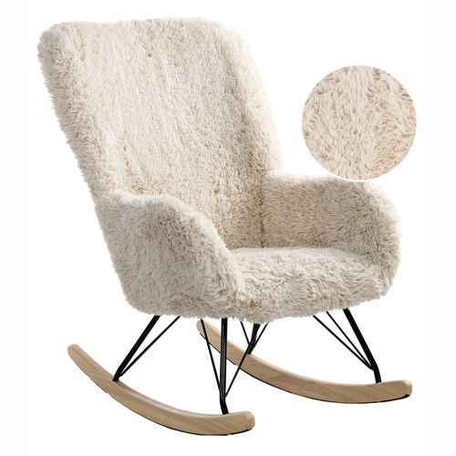 Fauteuil à bascule AKRA Fourrure synthétique Beige clair