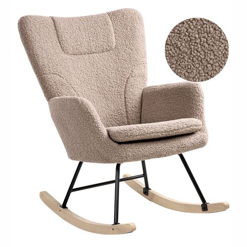 Fauteuil à bascule SANDVE Bouclé Taupe