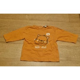 T-Shirt Manches Longues Garçon Orange Kimbaloo Taille 3 Mois
