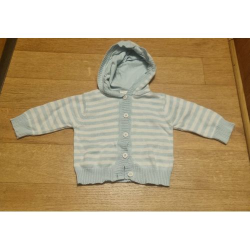 Gilet Avec Capuche Blanc Et Bleu Ciel À Rayure Influx Taille 3 Mois Garcon
