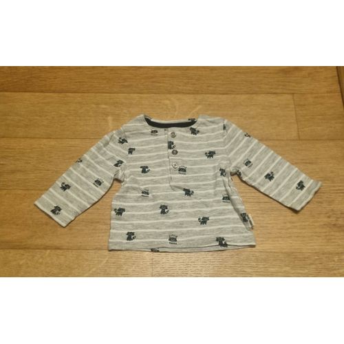 T-Shirt Manches Longues Garçon Gris À Rayure Kiabi Taille 3 Mois