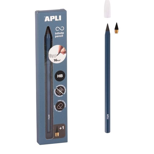 Apli Crayon Infini Avec Corps Bleu, Crayon Éternel Sans Encre Avec Mine De Recharge