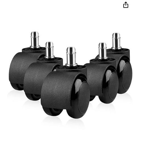 Roulettes de chaise de bureau Gvolatee (lot de 5), 11 mm x 22 mm, roulettes pour sols durs et chaises gaming, conception à double roue, silencieuses, roulettes de rechange anti-rayures...
