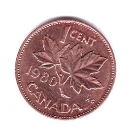 Canada Piece De 1 Cent 1980 Bronze Ref Km 127 Poids 2.80 G Diametre 19.00 Mm Poids 1.45 Mm Superbe