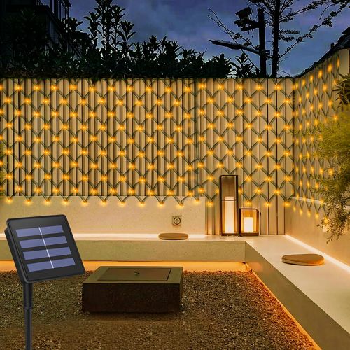 Jgd-Guirlande Lumineuse Solaire D'extérieur 3 M X 2 M - 200 Led - Étanche - Rideau Marche/Arrêt Automatique - Pour Fête De Mariage, Cour, Décoration Murale (Blanc Chaud)