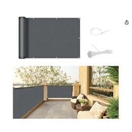 Paravent de balcon Sunny Guard 100 x 500 cm en PEHD, coupe-vent, anti-UV, avec attaches de câble, anthracite