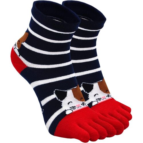 Jgd-Chaussettes 5 Doigts Femme Coton Chaussettes Orteils Séparés Running Chaussette Doigt De Pied Sport Femme Fantaisie Drole Motif À Animaux Chat Chien Taille 36-41