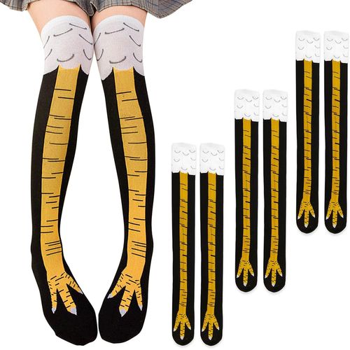 Jgd-3 Paires Chaussettes Pieds De Poulet Avec Pattes De Poulet - Montantes Dessin Animé Pour Les Fêtes Costumées Et D'anniversaire - Taille Unique (Noir)