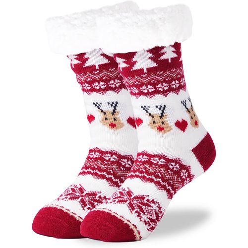 Jgd-Chaussettes Noel Femme, Antidérapantes Chaud Chausson Chaussette Pantoufle Christmas Socks Pilou Pilou Hiver Polaire Socks Chausson Noel