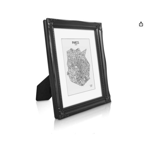 Classic By Casa Chic - Cadre Photo 20 X 25 Cm En Bois Massif Et Vitre En Verre Trempã© Avec Passe-Partout 13 X 18 Cm Inclus - Noir