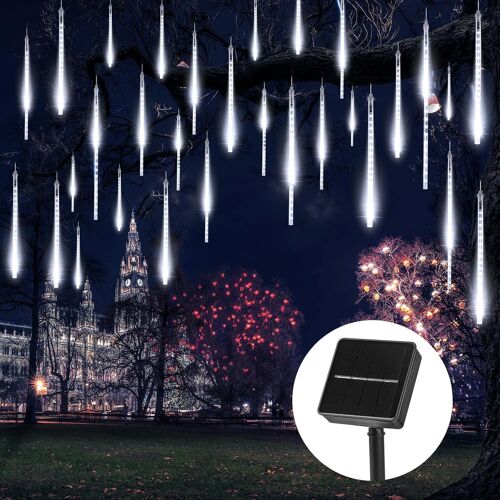 Jgd-Lumières Solaires De Pluie De Météores, Guirlandes Lumineuses Ip65 Imperméable Lumières De Noël Avec Extra Longue Endurance 24 - 48 Heures, Total 240 Led Pour Décoration De Arbre Mariage Intérieu