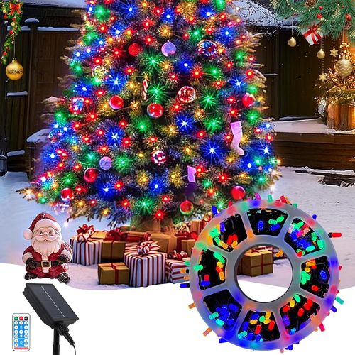 Jgd-25m/82.02ft Guirlande Solaire Exterieur, 200 Leds Guirlande Lumineuse Exterieure Imperméable, Led Exterieur Solaire Pour Jardin, Camping,Cour, Fête, Mariage