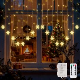 Guirlande Lumineuse Étoile 138 LED Rideau 12 Étoiles - Décoration Noël Intérieur Extérieur 8 Modes