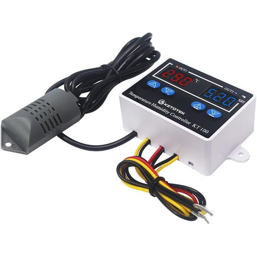 JGD-Régulateur de Température et d'humidité, Thermostat Hygrostat Numérique avec Sonde, Contrôleur Humidité pour chauffage, refroidisseur, Humidificateur Déshumidificateur, Reptile, Terrarium